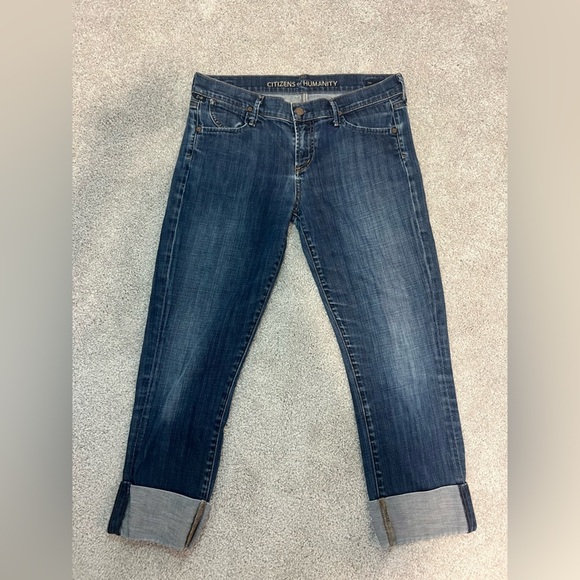 Citizens Of Humanity Dani Dark Blue Cropped Straight Leg Jeans - Picture 3 of 5